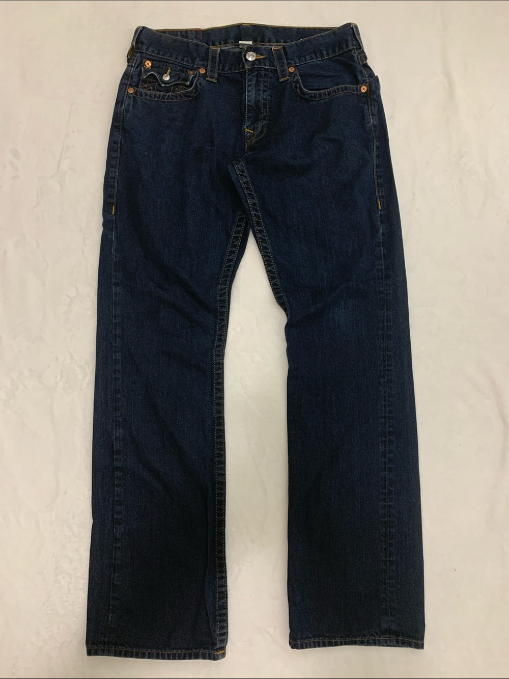 True Religion 100%Cotton Jeans Men Size 33 Dark Blue Denim